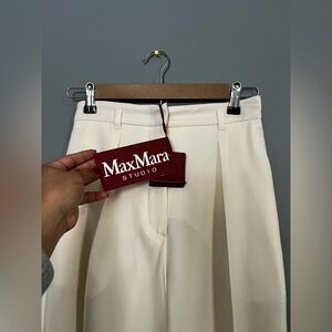 MaxMara Studio Ivory Pleated Trousers